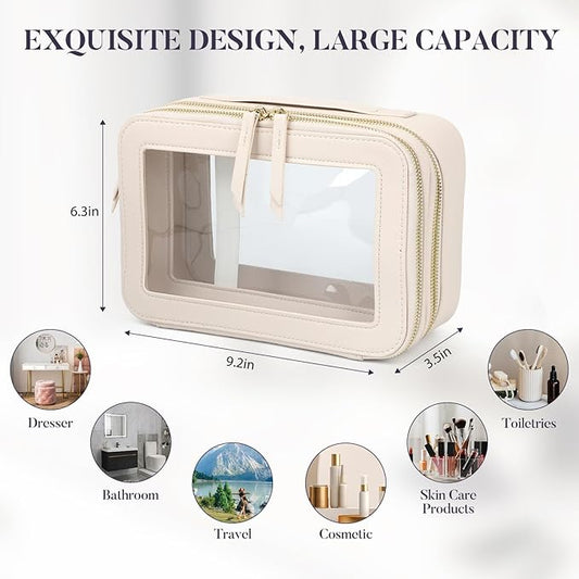 Double Layer Makeup Organizer Bag (Beige color)