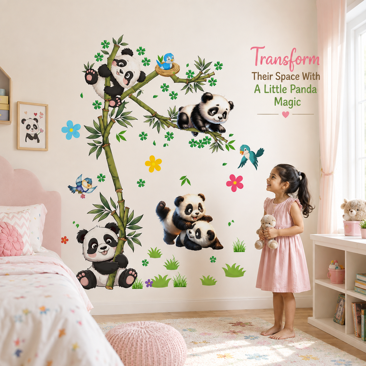 Cute Panda Wall Stickers for Kids – Magical Jungle Room Decor