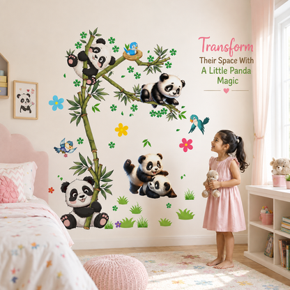 Cute Panda Wall Stickers for Kids – Magical Jungle Room Decor