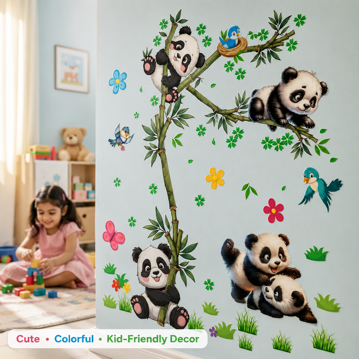 Cute Panda Wall Stickers for Kids – Magical Jungle Room Decor