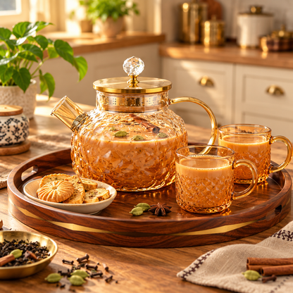 Crystal Luxe Borosilicate Glass Tea Pot – Premium Tea Serving Pot
