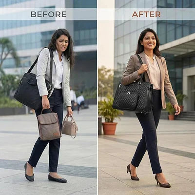2-in-1 Women's Tote Bag - Laptop + Lunch, One Elegant Bag