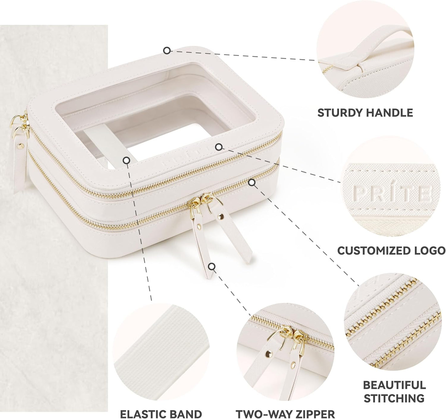 Double Layer Makeup Organizer Bag (Beige color)