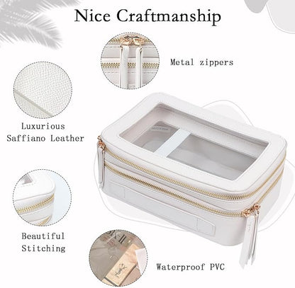 Double Layer Makeup Organizer Bag (Beige color)