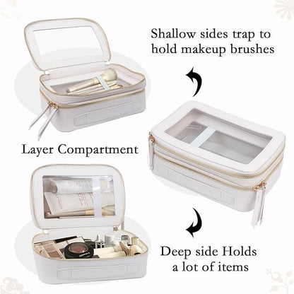 Double Layer Makeup Organizer Bag (Beige color)