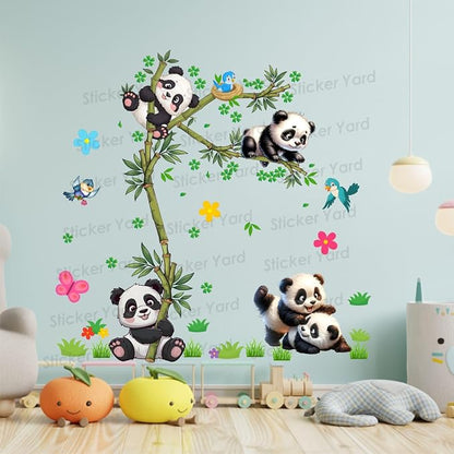 Cute Panda Wall Stickers for Kids – Magical Jungle Room Decor