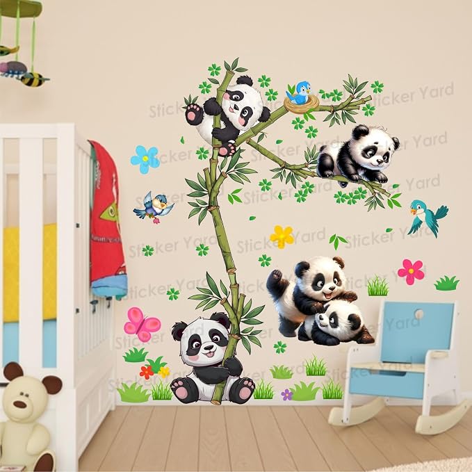 Cute Panda Wall Stickers for Kids – Magical Jungle Room Decor
