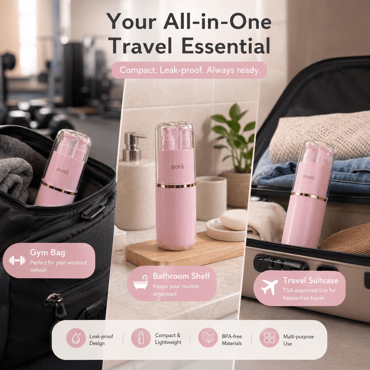 Premium 6-in-1 Travel Toiletry Dispenser