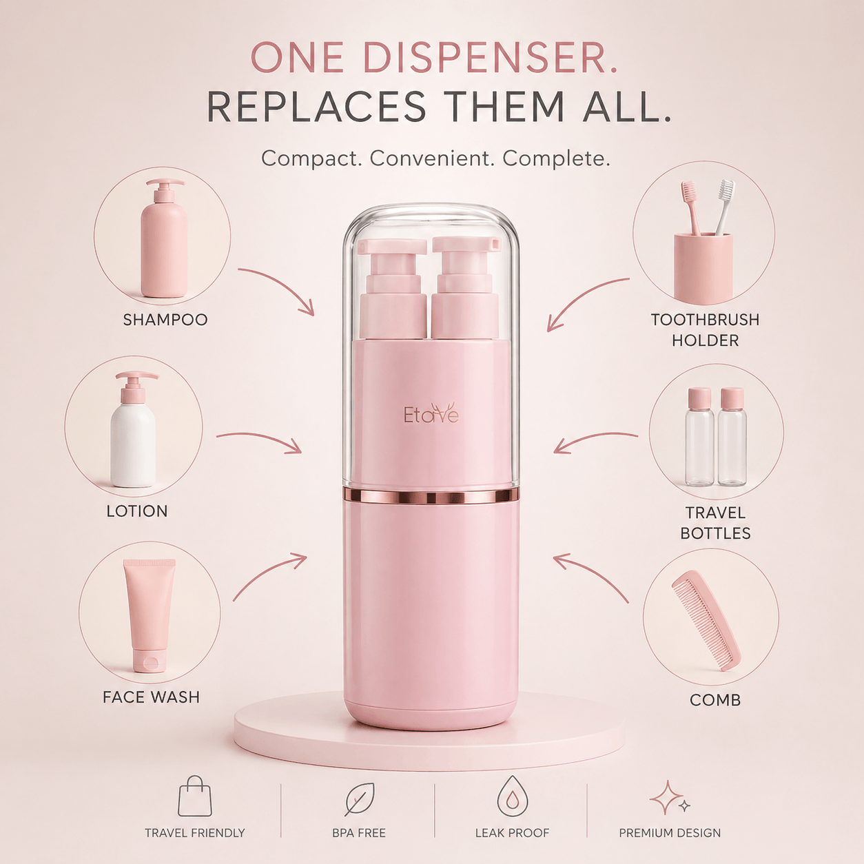Premium 6-in-1 Travel Toiletry Dispenser