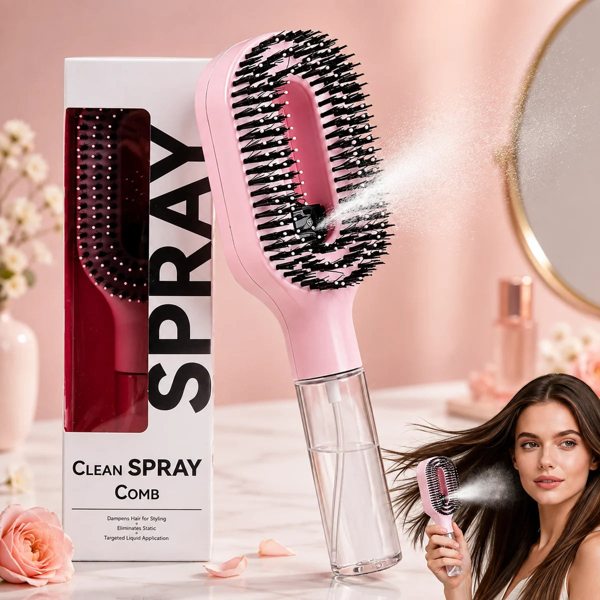 Mist & Detangle Hair Spray Brush