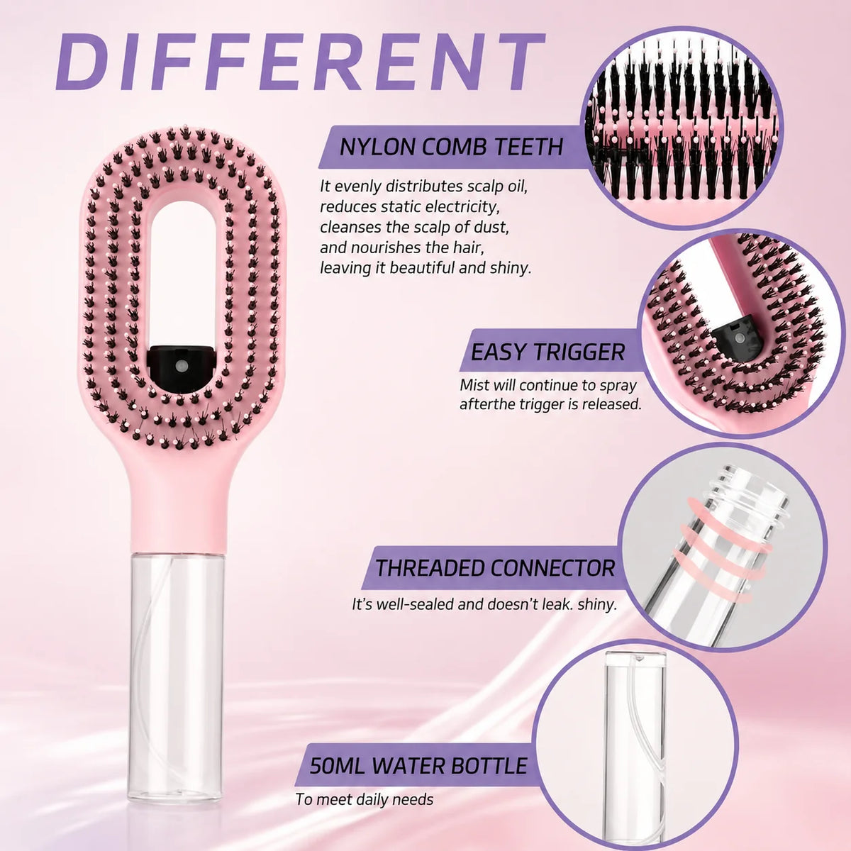 Mist & Detangle Hair Spray Brush
