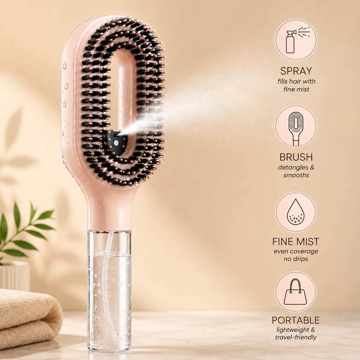 Mist & Detangle Hair Spray Brush