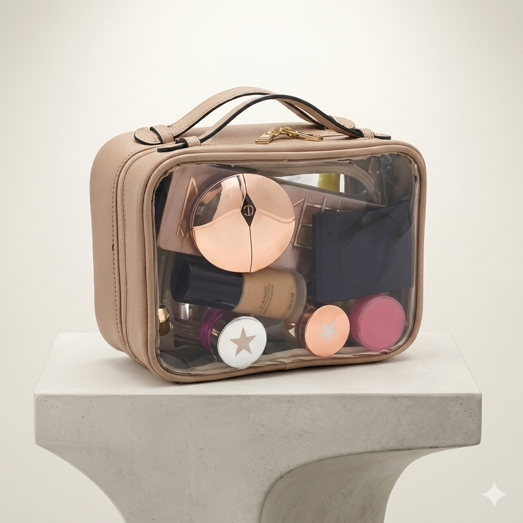 Double Layer Transparent Makeup Organizer Travel Bag
