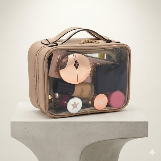 Double Layer Transparent Makeup Organizer Travel Bag