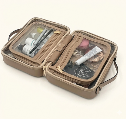 Double Layer Transparent Makeup Organizer Travel Bag