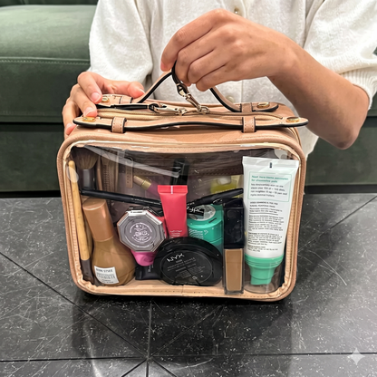 Double Layer Transparent Makeup Organizer Travel Bag