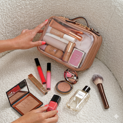 Double Layer Transparent Makeup Organizer Travel Bag