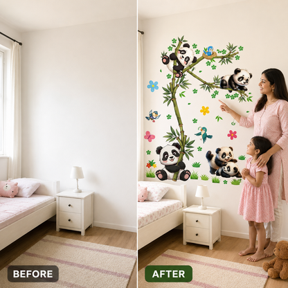 Cute Panda Wall Stickers for Kids – Magical Jungle Room Decor