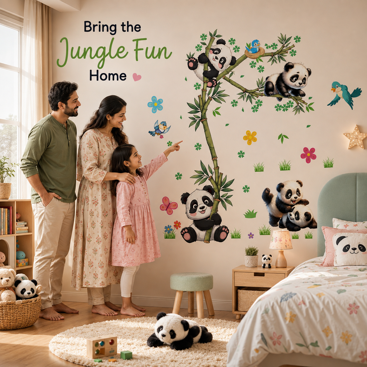 Cute Panda Wall Stickers for Kids – Magical Jungle Room Decor