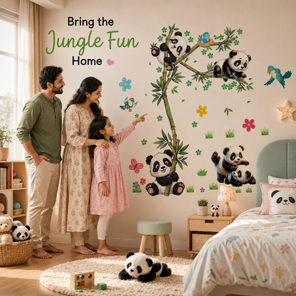 Cute Panda Wall Stickers for Kids – Magical Jungle Room Decor