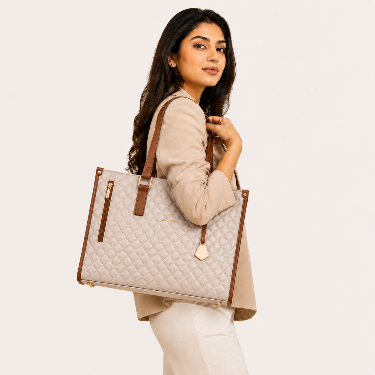 2-in-1 Women's Tote Bag - Laptop + Lunch, One Elegant Bag