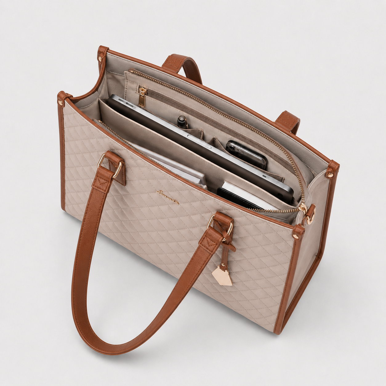 2-in-1 Women's Tote Bag - Laptop + Lunch, One Elegant Bag