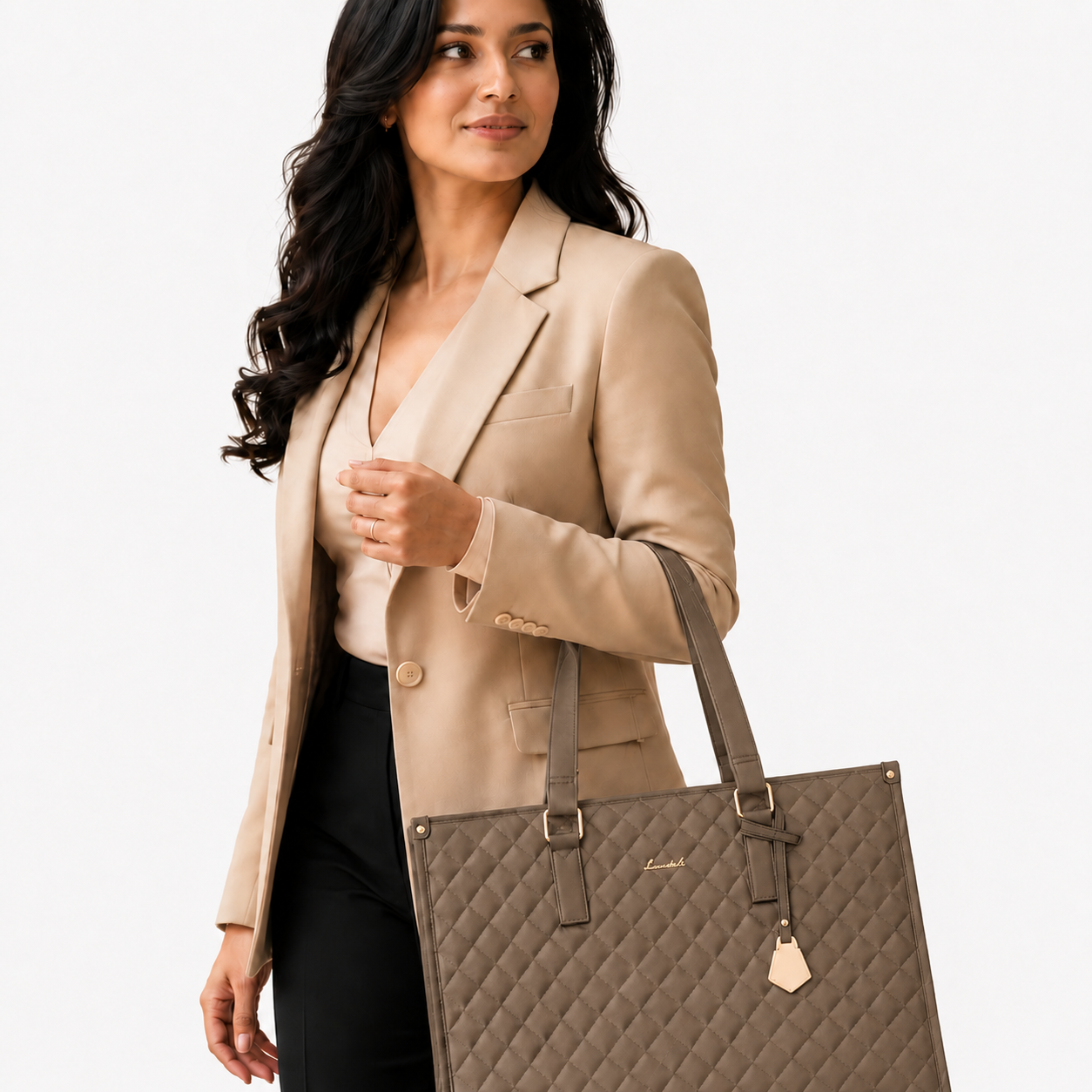 2-in-1 Women's Tote Bag - Laptop + Lunch, One Elegant Bag