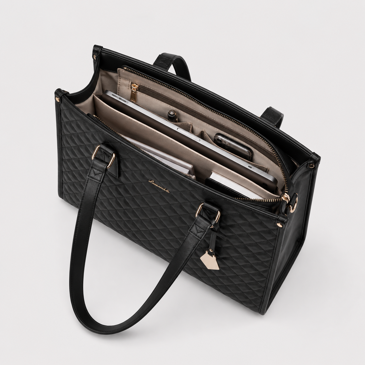 2-in-1 Women's Tote Bag - Laptop + Lunch, One Elegant Bag